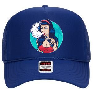 Vaping Cloud Vape Lady High Crown Mesh Back Trucker Hat