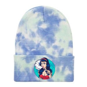 Vaping Cloud Vape Lady Tie Dye 12in Knit Beanie