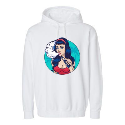 Vaping Cloud Vape Lady Garment-Dyed Fleece Hoodie