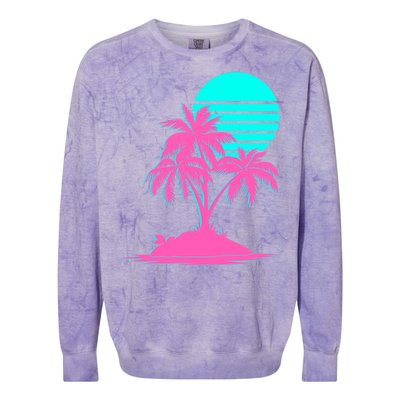 Vapor Wave Beach Colorblast Crewneck Sweatshirt