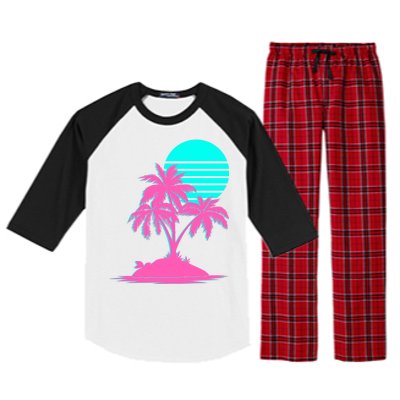 Vapor Wave Beach Raglan Sleeve Pajama Set