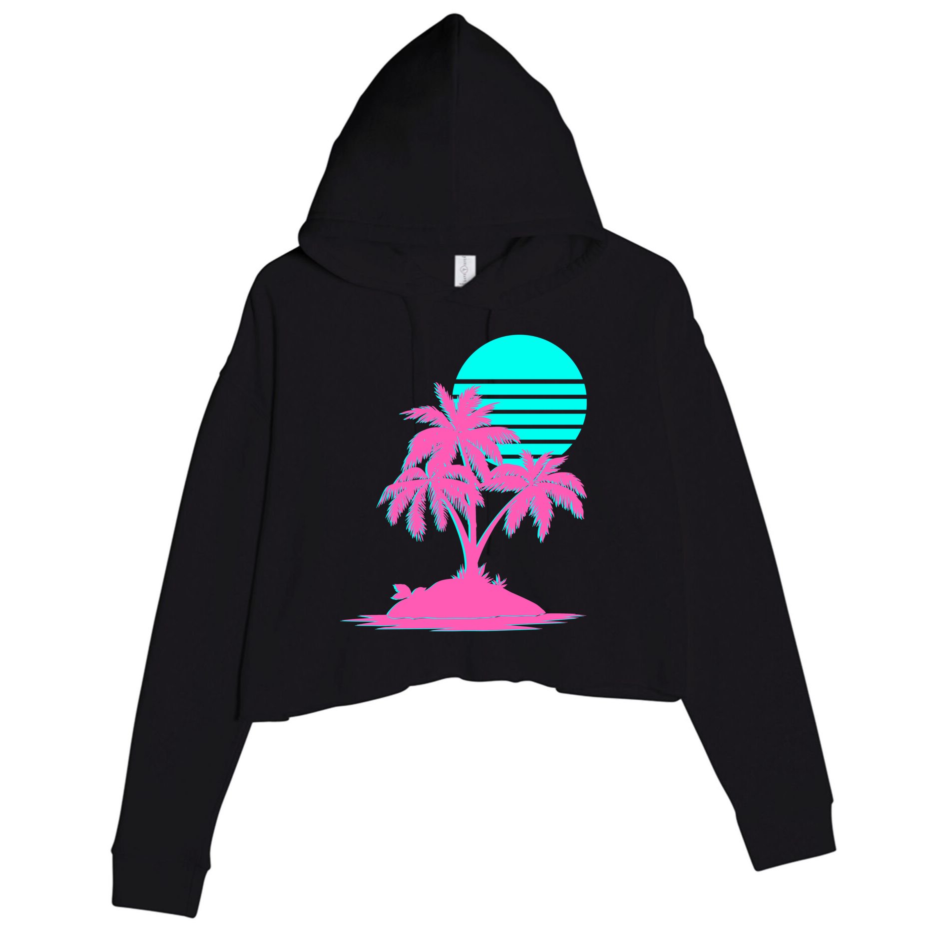 Vapor Wave Beach Crop Fleece Hoodie