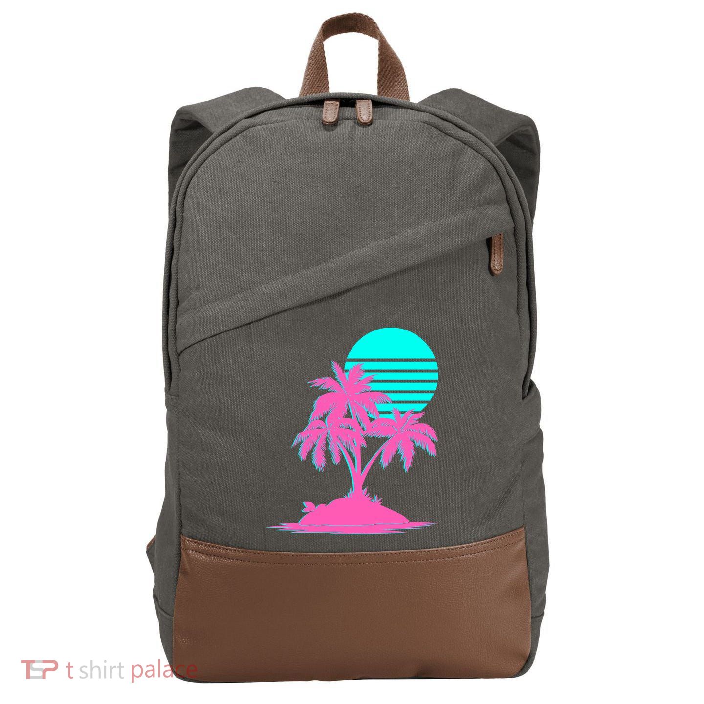 Vapor Wave Beach Cotton Canvas Backpack