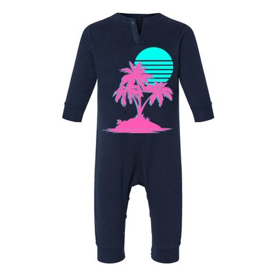 Vapor Wave Beach Infant Fleece One Piece