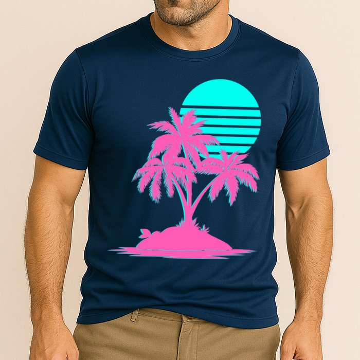 Vapor Wave Beach Cooling Performance Crew T-Shirt