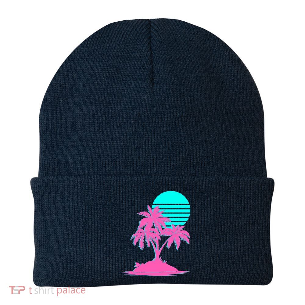 Vapor Wave Beach Knit Cap Winter Beanie