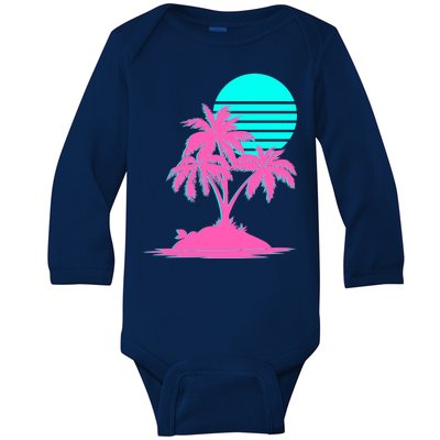 Vapor Wave Beach Baby Long Sleeve Bodysuit