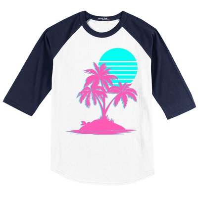 Vapor Wave Beach Baseball Sleeve Shirt