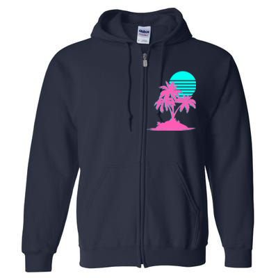 Vapor Wave Beach Full Zip Hoodie