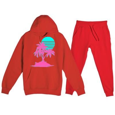 Vapor Wave Beach Premium Hooded Sweatsuit Set