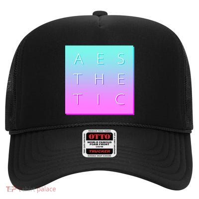 Vaporware Aesthetic Square High Crown Mesh Back Trucker Hat
