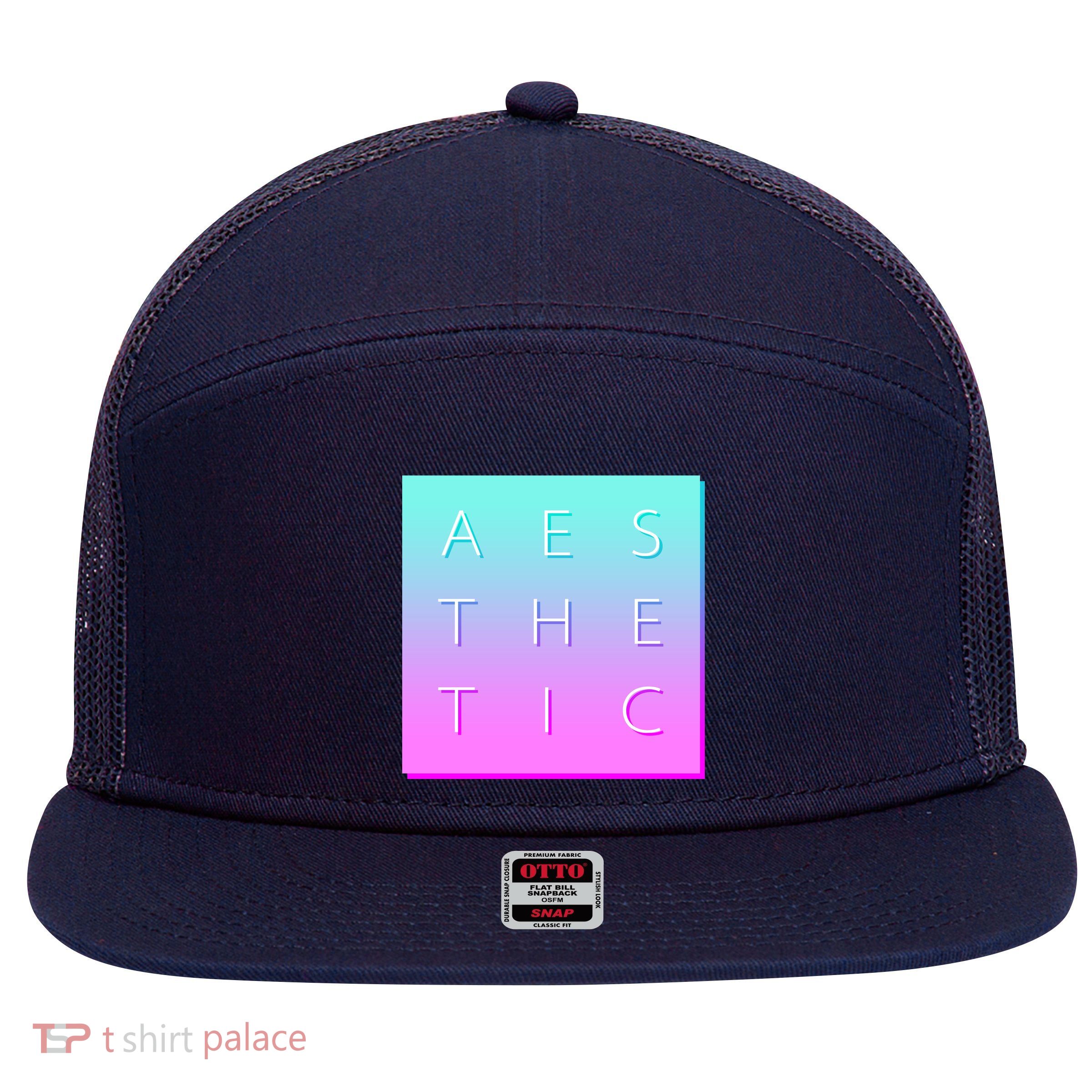 Vaporware Aesthetic Square 7 Panel Mesh Trucker Snapback Hat