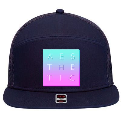 Vaporware Aesthetic Square 7 Panel Mesh Trucker Snapback Hat