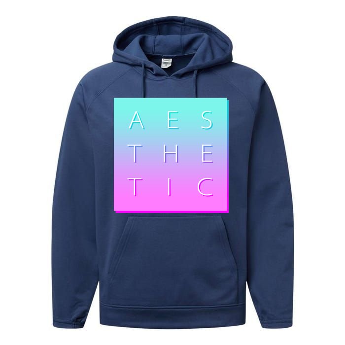 Vaporware Aesthetic Square Performance Fleece Hoodie