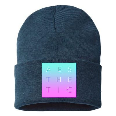 Vaporware Aesthetic Square Sustainable Knit Beanie