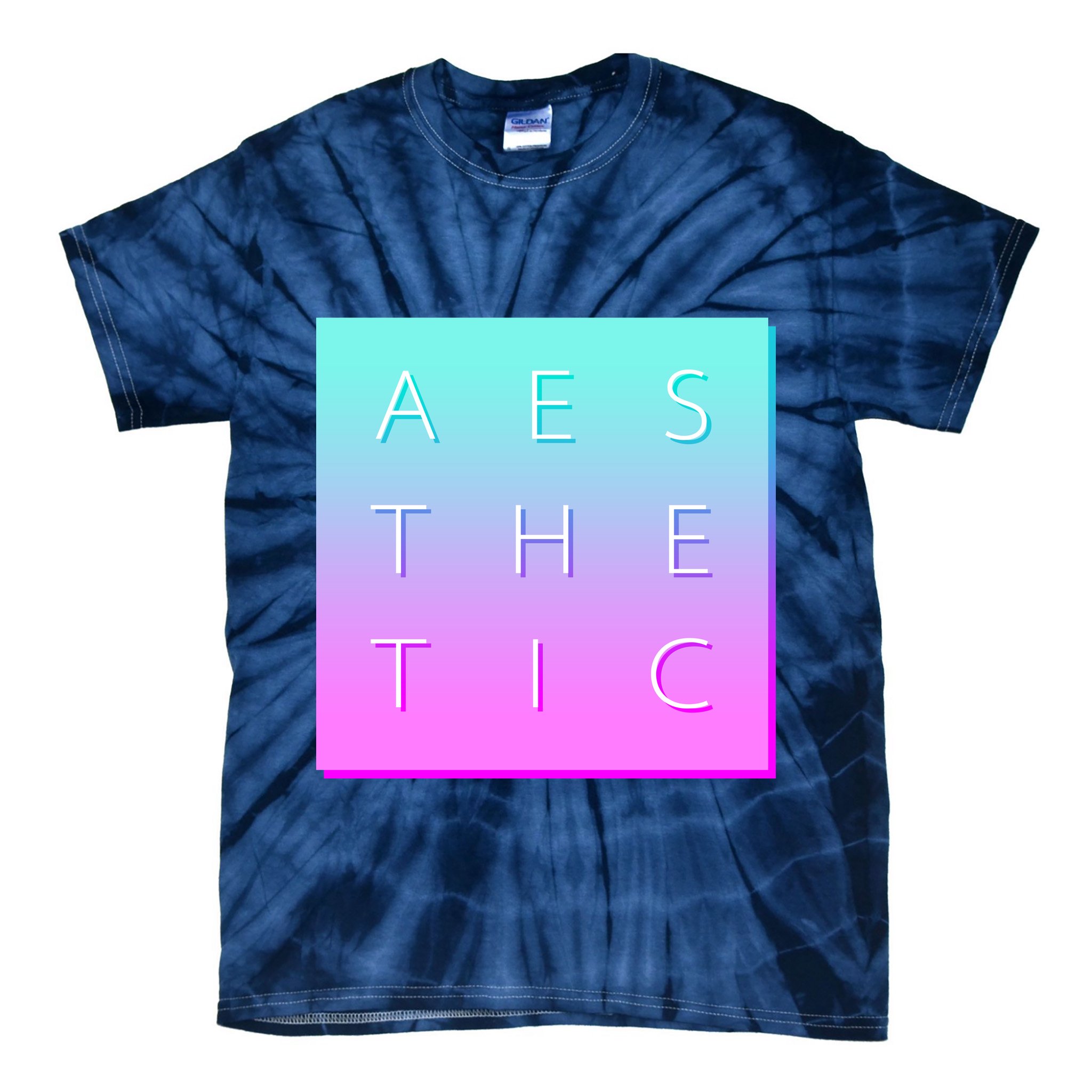 Vaporware Aesthetic Square Tie-Dye T-Shirt