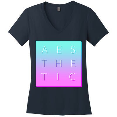 Vaporware Aesthetic Square Women's V-Neck T-Shirt