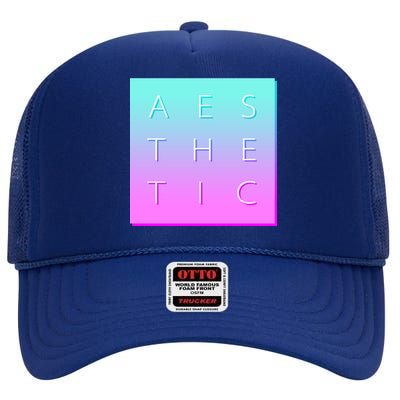 Vaporware Aesthetic Square High Crown Mesh Back Trucker Hat