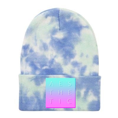 Vaporware Aesthetic Square Tie Dye 12in Knit Beanie