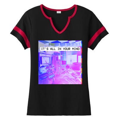 Vaporwave Room It's All In Your Mind Ladies Halftime Notch Neck Tee