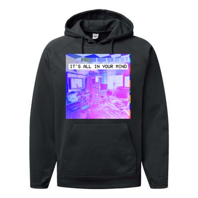 Vaporwave Room It's All In Your Mind Performance Fleece Hoodie