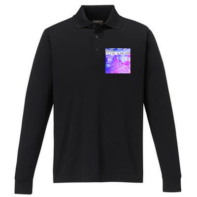 Vaporwave Room It's All In Your Mind Performance Long Sleeve Polo