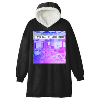 Vaporwave Room It's All In Your Mind Hooded Wearable Blanket