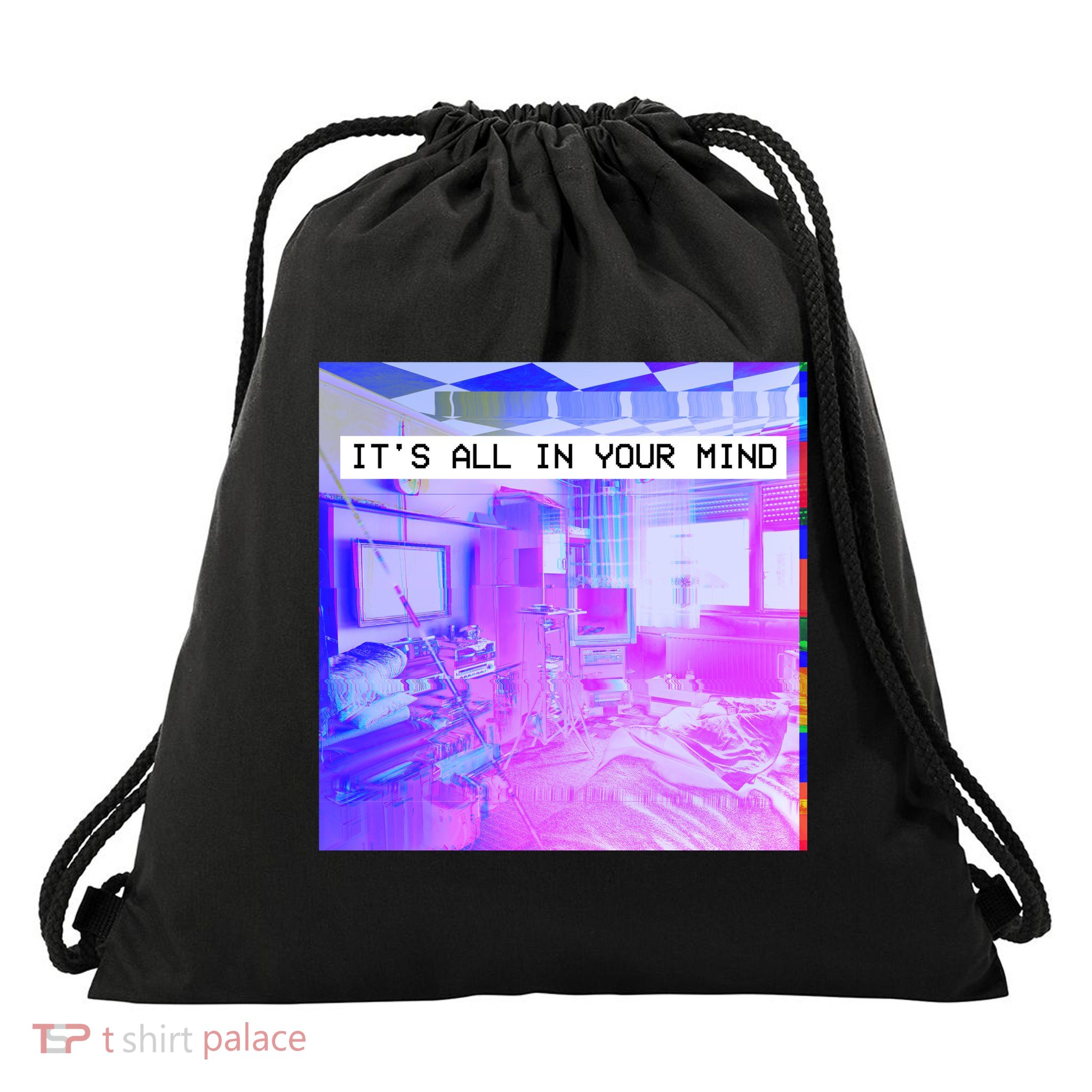 Vaporwave Room It's All In Your Mind Drawstring Bag