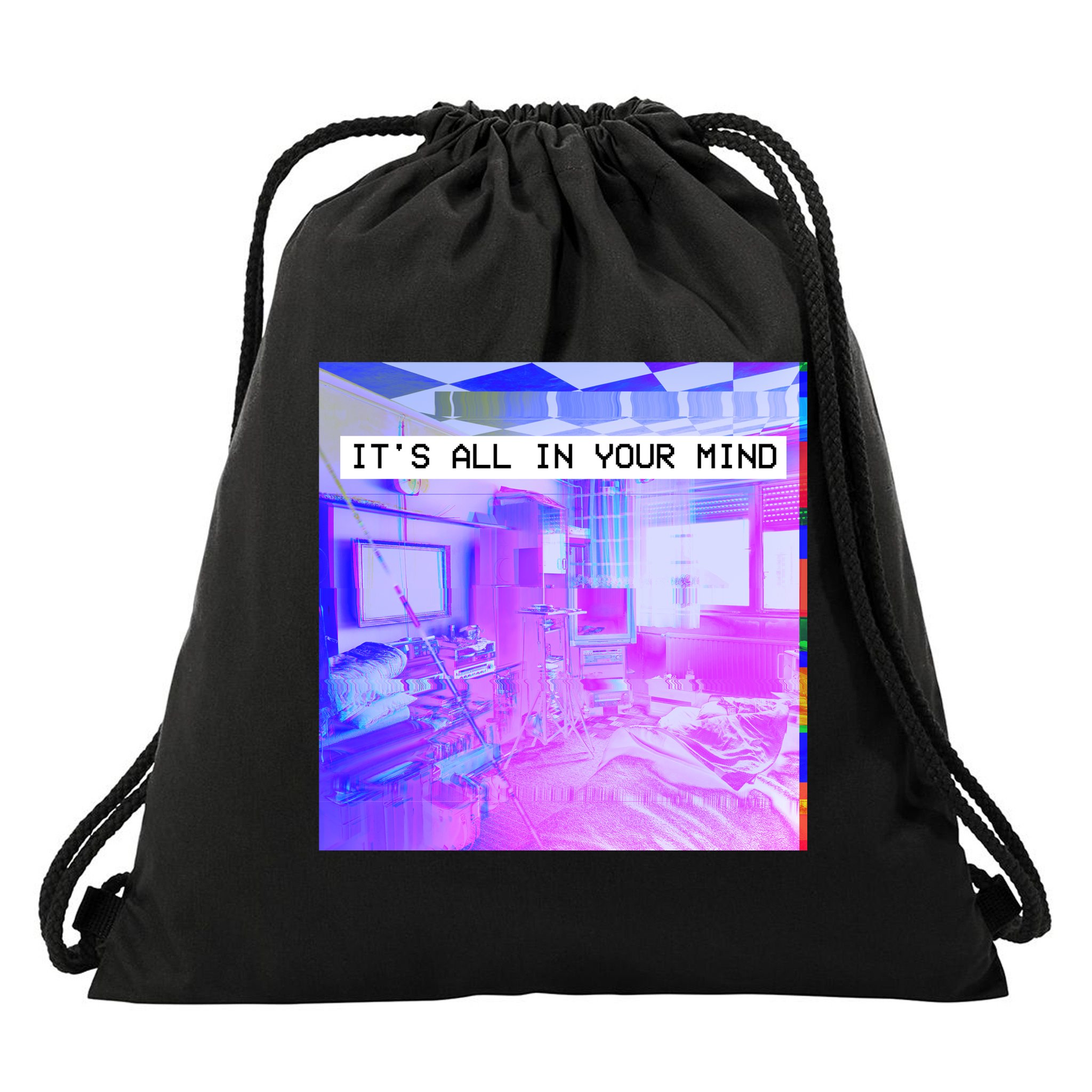 Vaporwave Room It's All In Your Mind Drawstring Bag