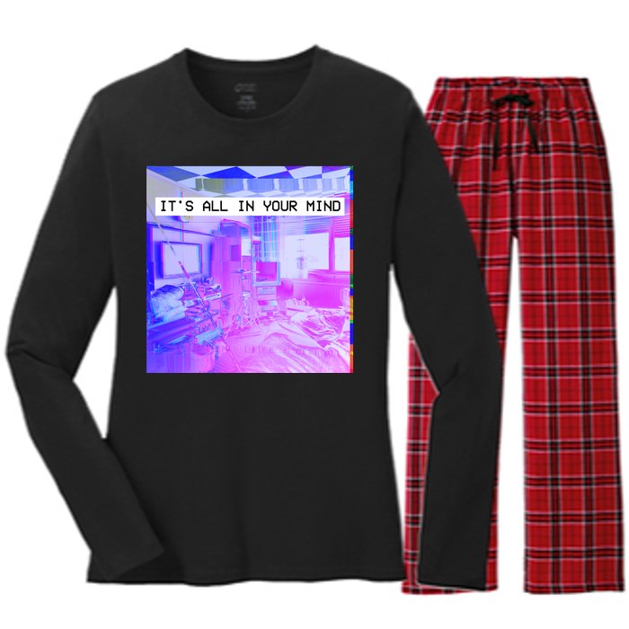 Vaporwave Room It's All In Your Mind Women's Long Sleeve Flannel Pajama Set 