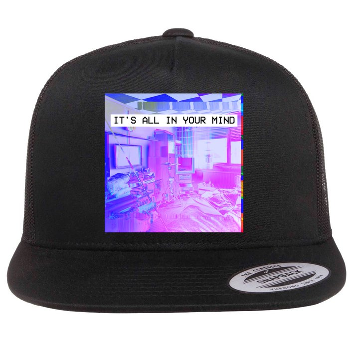 Vaporwave Room It's All In Your Mind Flat Bill Trucker Hat