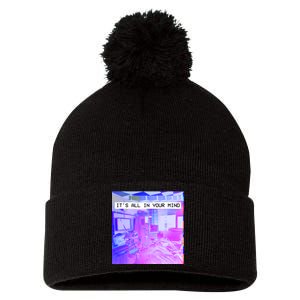 Vaporwave Room It's All In Your Mind Pom Pom 12in Knit Beanie