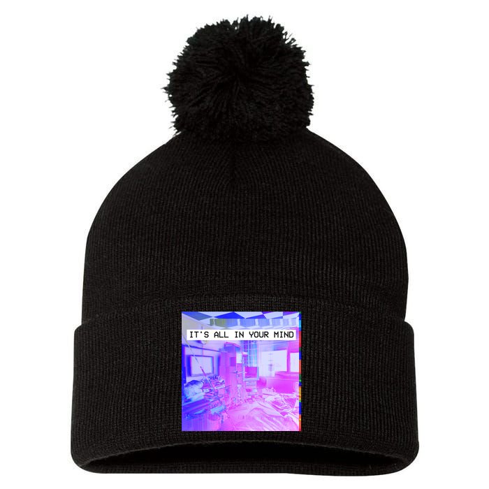 Vaporwave Room It's All In Your Mind Pom Pom 12in Knit Beanie