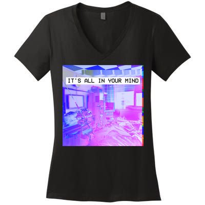 Vaporwave Room It's All In Your Mind Women's V-Neck T-Shirt