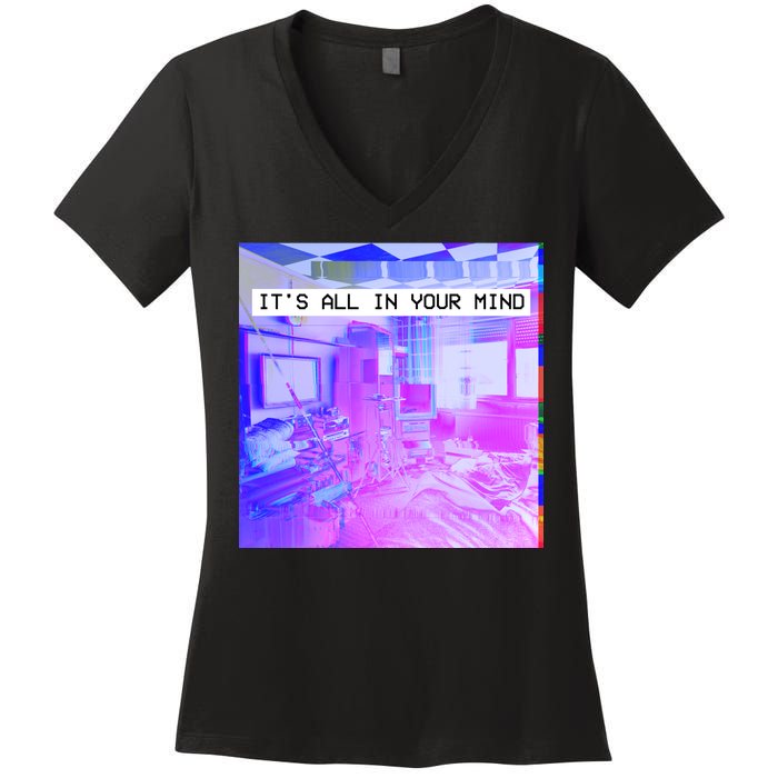 Vaporwave Room It's All In Your Mind Women's V-Neck T-Shirt