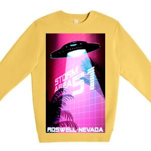 Vaporwave Storm Area 51 UFO Premium Crewneck Sweatshirt