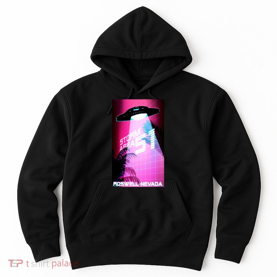 Vaporwave Storm Area 51 UFO Hoodie