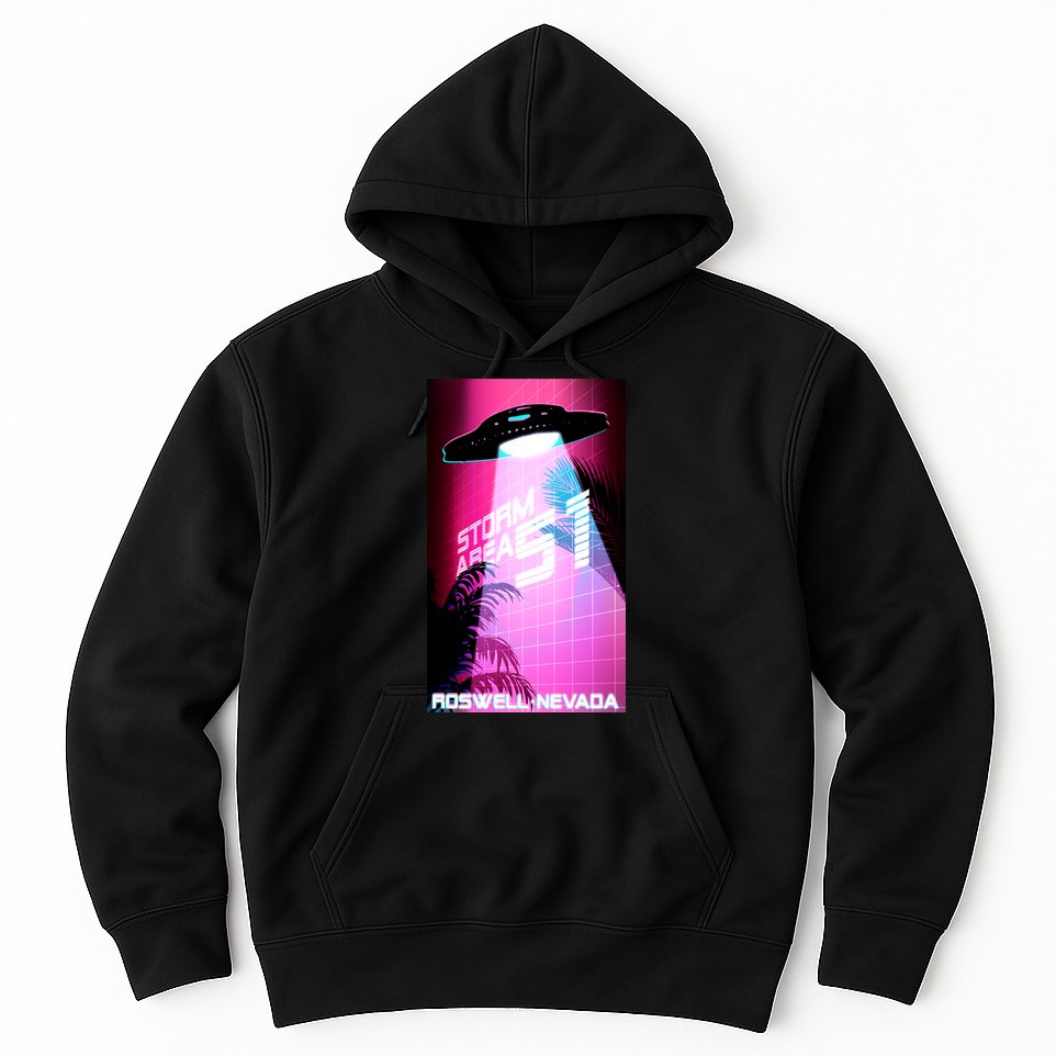 Vaporwave Storm Area 51 UFO Hoodie