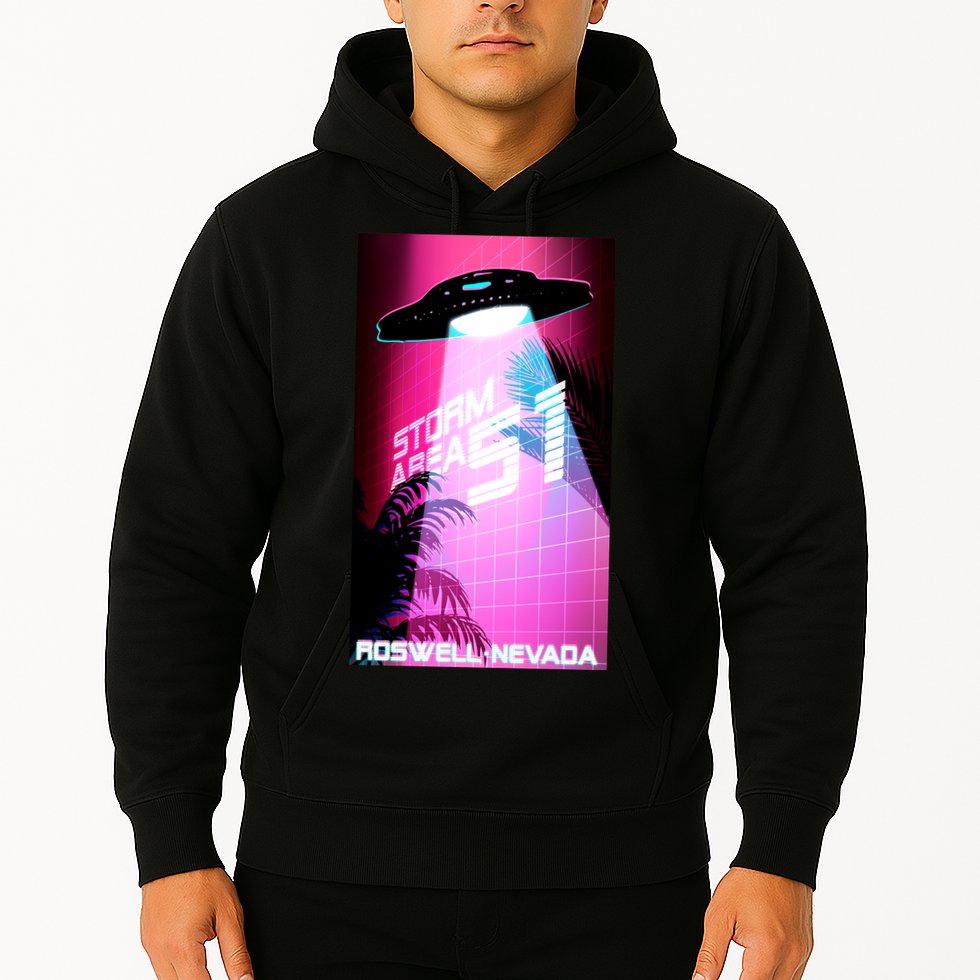 Vaporwave Storm Area 51 UFO Hoodie