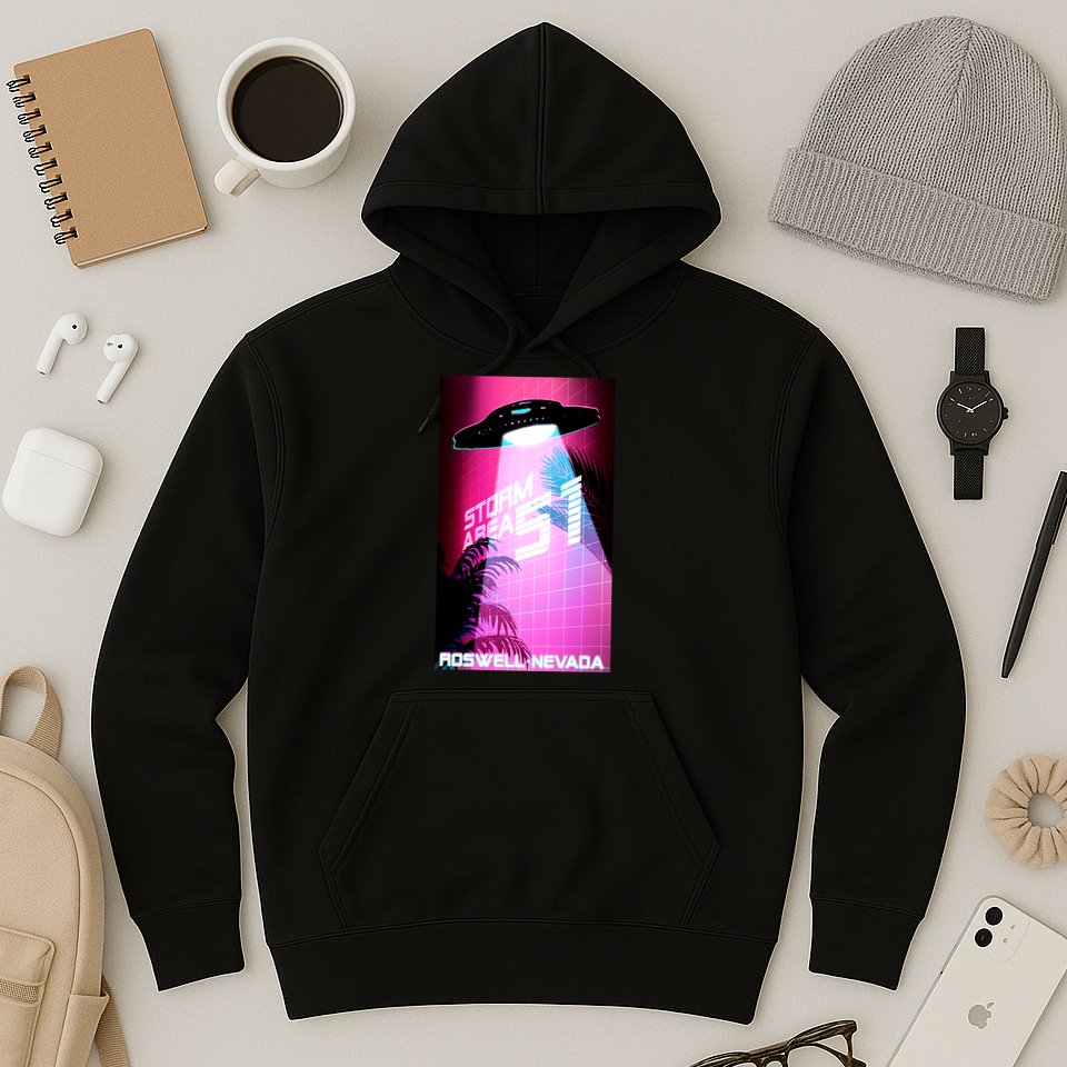 Vaporwave Storm Area 51 UFO Hoodie
