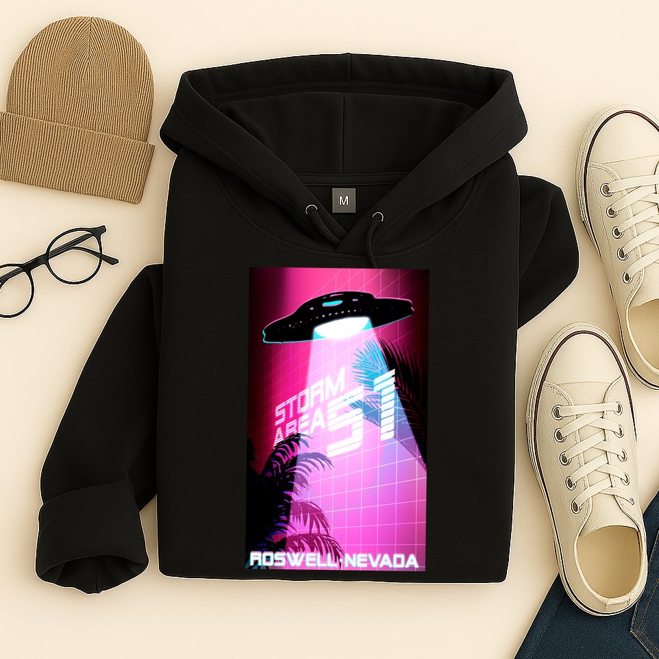 Vaporwave Storm Area 51 UFO Hoodie