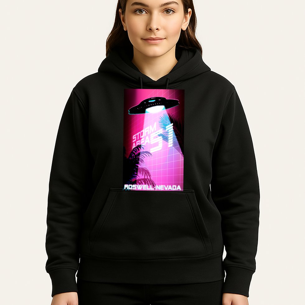Vaporwave Storm Area 51 UFO Hoodie