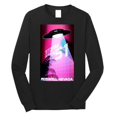 Vaporwave Storm Area 51 UFO Long Sleeve Shirt