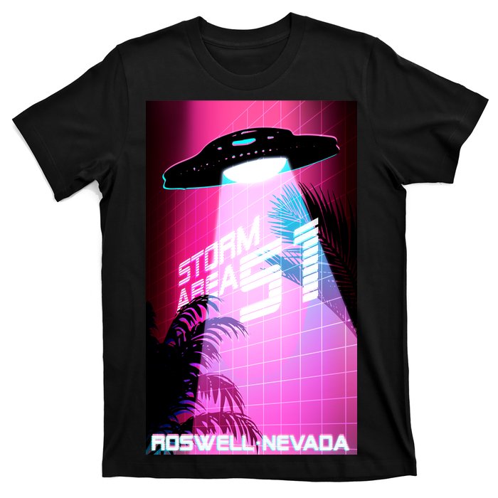 Vaporwave Storm Area 51 UFO T-Shirt