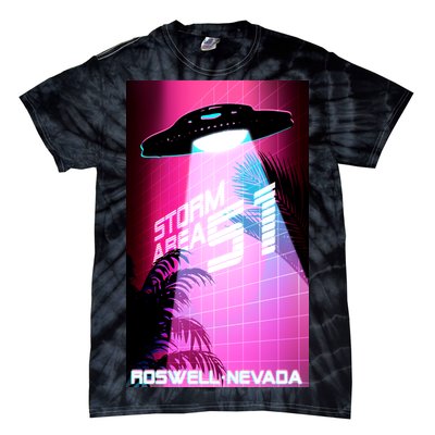 Vaporwave Storm Area 51 UFO Tie-Dye T-Shirt