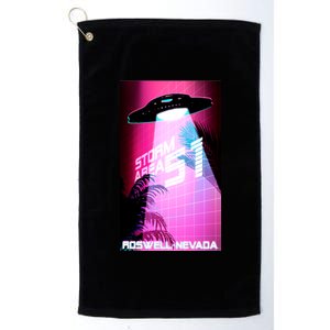 Vaporwave Storm Area 51 UFO Platinum Collection Golf Towel