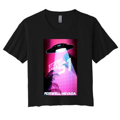 Vaporwave Storm Area 51 UFO Crop Top