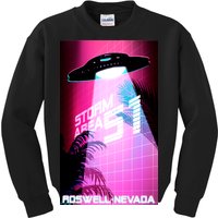 Vaporwave Storm Area 51 UFO Kids Sweatshirt