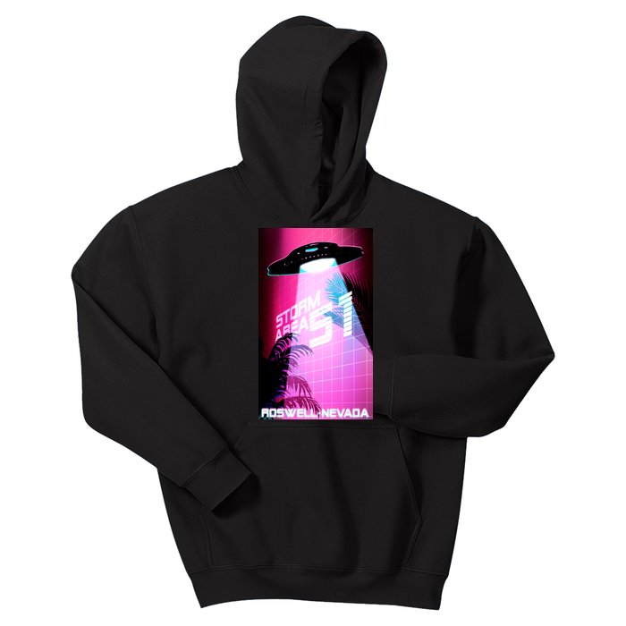 Vaporwave Storm Area 51 UFO Kids Hoodie