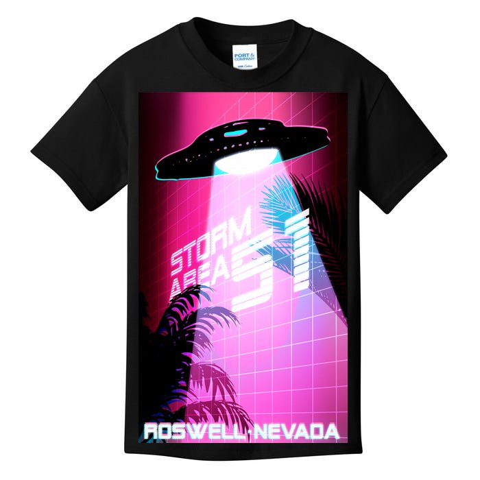 Vaporwave Storm Area 51 UFO Kids T-Shirt